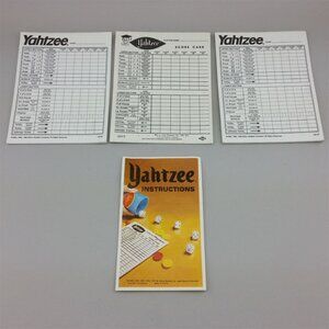 Yahtzee Score Card Pad Sheets Dice Game Two Sided with Instruction Book